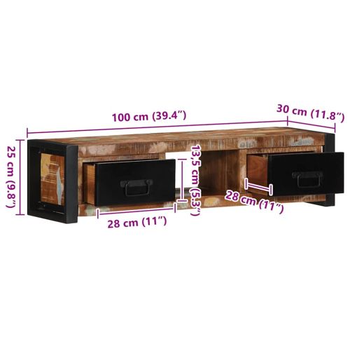 TV шкаф 100x30x25 cm Масивна дървесина Възстановена