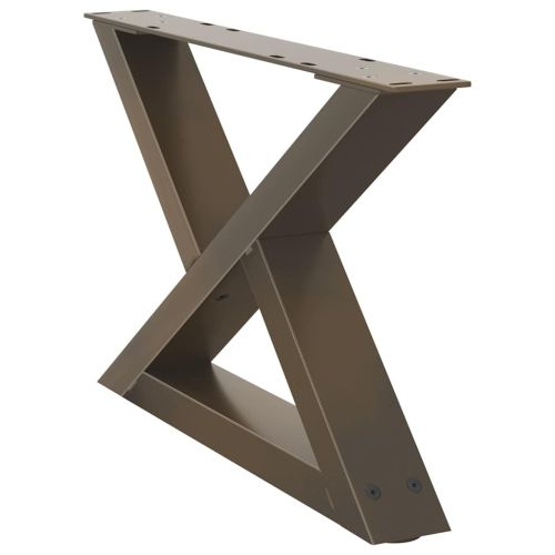 Крака за масичка за кафе, 2 бр., естествена стомана, 60 x (30-31,3) см, стомана