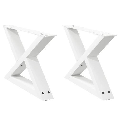 Крака за масичка за кафе, 2 бр., бели, 50 x (30-31,3) см, стомана