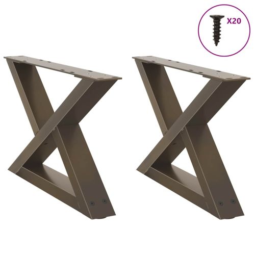 Крака за масичка за кафе, 2 бр., естествена стомана, 50 x (30-31,3) см, стомана