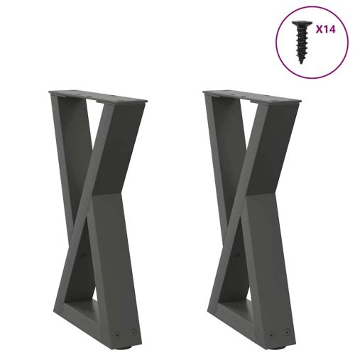 Крака за масичка за кафе, 2 бр., антрацит, 38 x (42-43,3) см, стомана