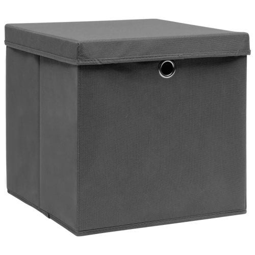 Кутии за съхранение с капаци 4 бр 28x28x28 см сиви