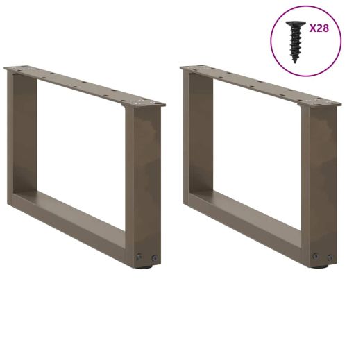 Крака за масичка за кафе, U-образни, 2 бр., естествена стомана, 70 x (30-31) см, стомана