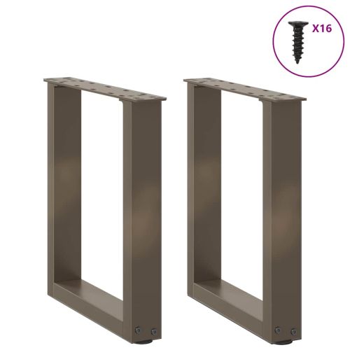 Крака за масичка за кафе, U-образни, 2 бр., естествена стомана, 28 x (42-43) см, стомана