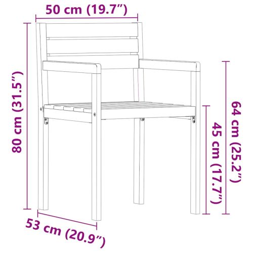 Градински столове, 4 бр., 50x53x80 см, масивна акация