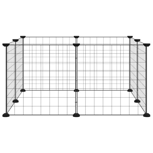 8-панелен кът за домашни любимци, черен, 70x70x35 см, стомана