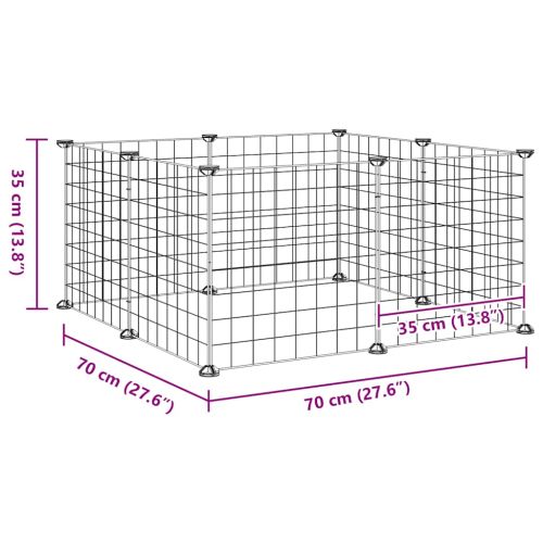 8-панелен кът за домашни любимци, черен, 70x70x35 см, стомана