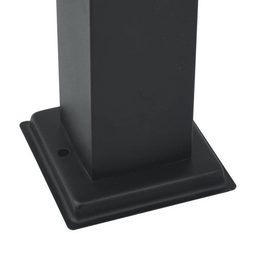 Осветителни стълбове с контакт, 3 бр., 110 см, черни, IP44