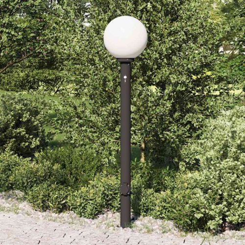 Осветителна колона със сензор и контакт 120 см, черна, IP44