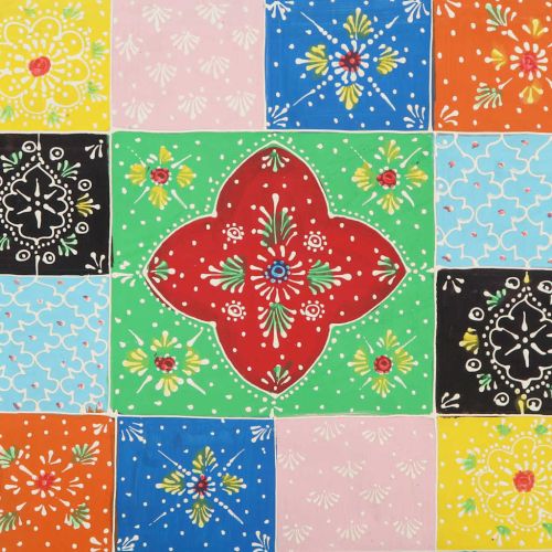 Масичка за кафе, многоцветна, 90x50x40 см, масивно дърво, цвят манго