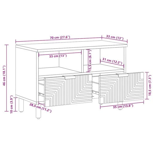 ТВ шкаф 70x33x46 см, масивна акация