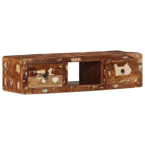 Стенен ТВ шкаф 100x32x25 см, масивна дървесина, регенерирана