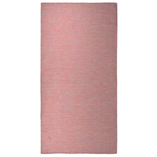 Градински плоскотъкан килим, 100x200 см, червен