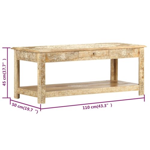 Маса за кафе, 110x50x45 см, ръчно рисувана, мангово дърво масив