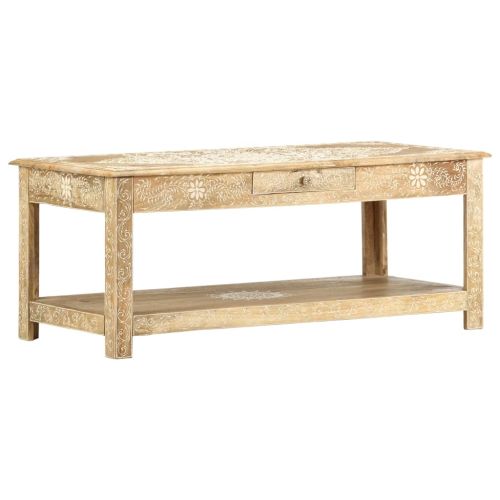 Маса за кафе, 110x50x45 см, ръчно рисувана, мангово дърво масив