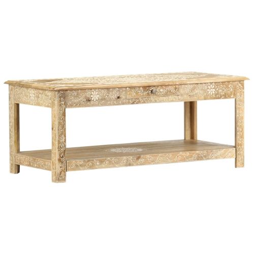 Маса за кафе, 110x50x45 см, ръчно рисувана, мангово дърво масив