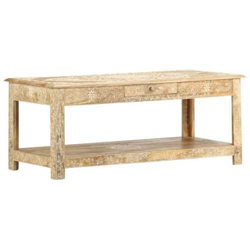 Маса за кафе, 110x50x45 см, ръчно рисувана, мангово дърво масив