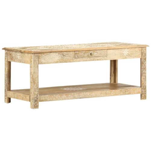 Маса за кафе, 110x50x45 см, ръчно рисувана, мангово дърво масив
