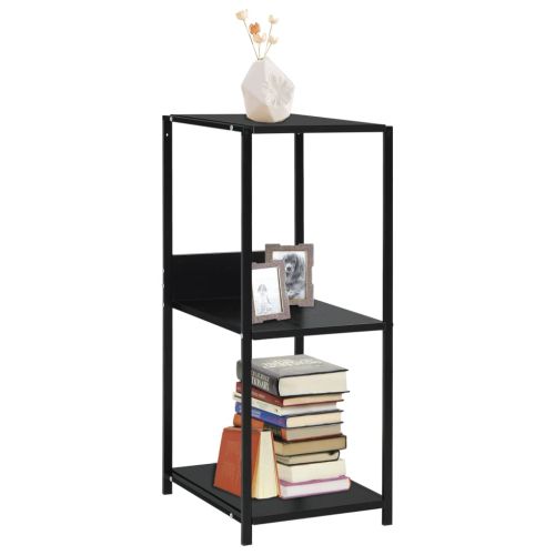 Малка етажерка за книги черна 33,5x39,6x79,7 см инженерно дърво