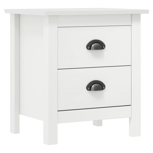 Нощни шкафчета Hill 2 бр бели 46x35x49,5 см борово дърво масив