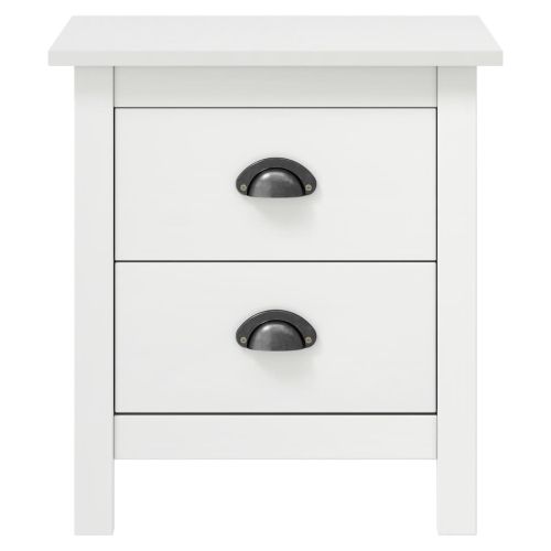 Нощни шкафчета Hill 2 бр бели 46x35x49,5 см борово дърво масив