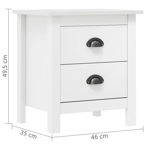 Нощни шкафчета Hill 2 бр бели 46x35x49,5 см борово дърво масив