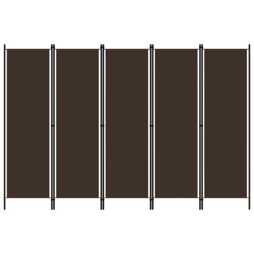 Параван за стая, 5 панела, кафяв, 250x180 см