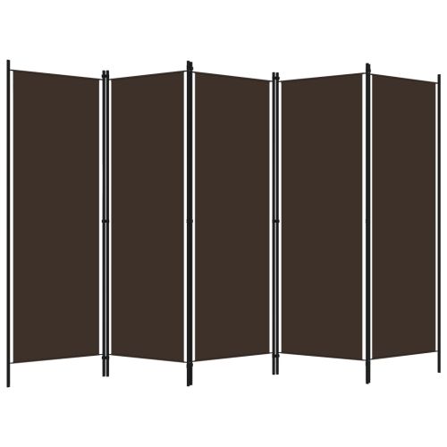 Параван за стая, 5 панела, кафяв, 250x180 см