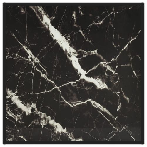 Кафе маса, черна, с черно мраморно стъкло, 80x80x35 см