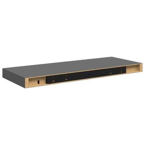 Окачени стенни рафтове, 4 бр, сив гланц, 60x23,5x3,8 см, МДФ
