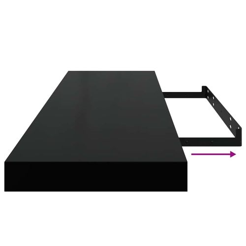 Окачени стенни рафтове, 4 бр, черни, 90x23,5x3,8 см, МДФ