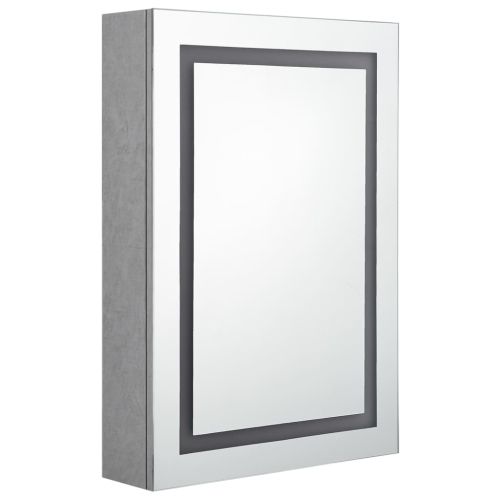 LED шкаф с огледало за баня, бетонно сив, 50x13x70 см