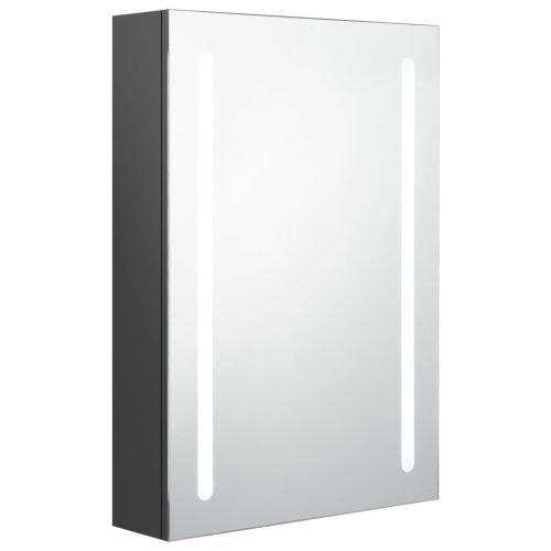 LED шкаф с огледало за баня, сив, 50x13x70 см