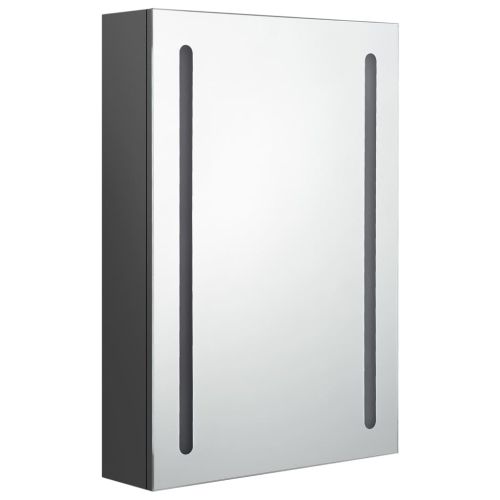 LED шкаф с огледало за баня, сив, 50x13x70 см