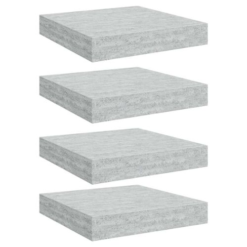 Окачени стенни рафтове, 4 бр, бетонно сиви, 23x23,5x3,8 см, МДФ