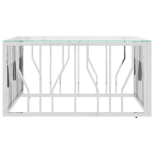 Маса за кафе 80x80x40 cм неръждаема стомана и стъкло