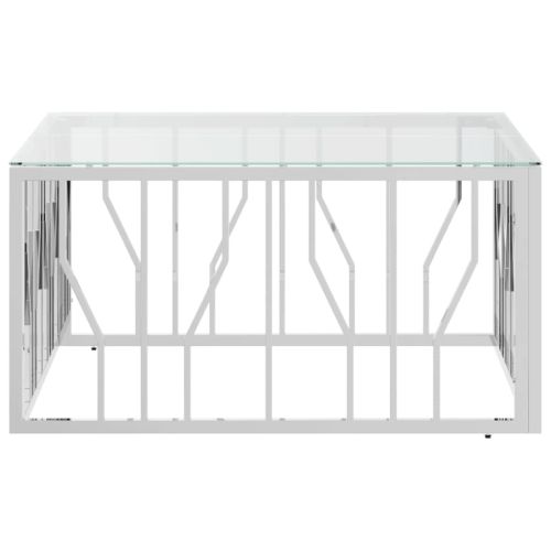 Маса за кафе 80x80x40 cм неръждаема стомана и стъкло