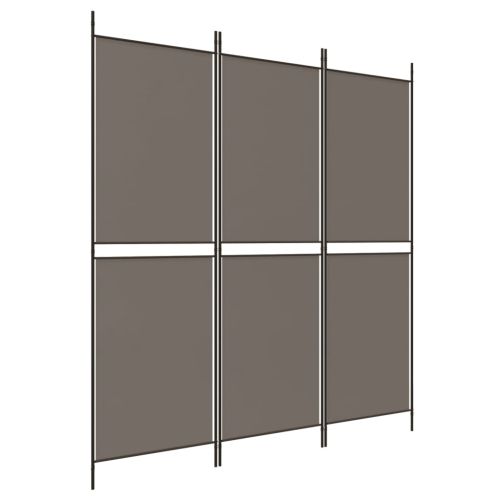 Параван за стая, 3 панела, антрацит, 150x200 cм, текстил