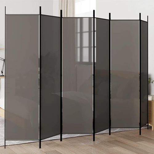 Параван за стая, 6 панела, антрацит, 300x200 cм, текстил
