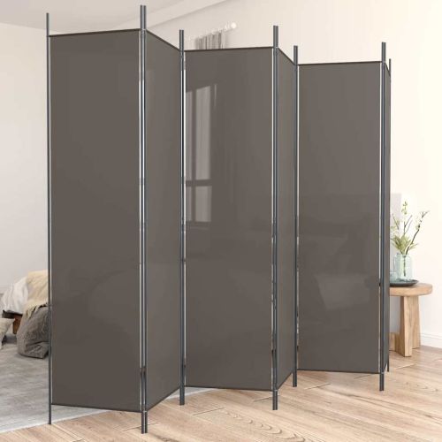 Параван за стая, 6 панела, антрацит, 300x200 cм, текстил
