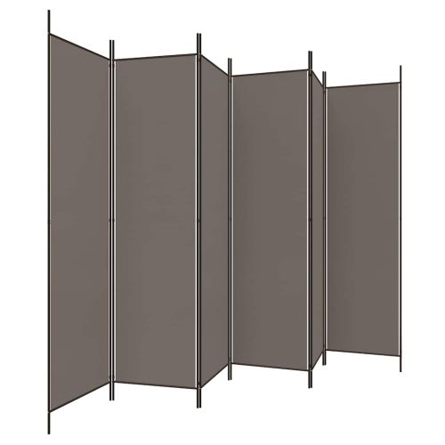 Параван за стая, 6 панела, антрацит, 300x200 cм, текстил