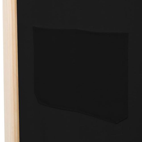 Параван за стая, 5 панела, черен, 200x170x4 cм, текстил