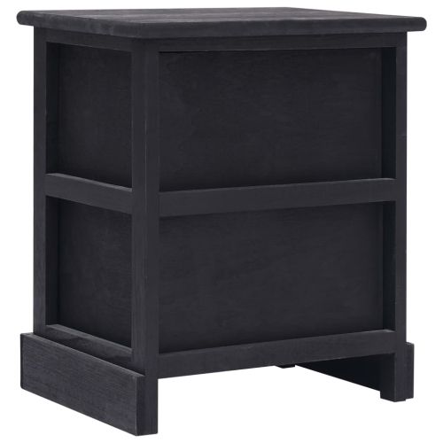 Нощни шкафчета, 2 бр, черни, 38x28x45 см, дърво от пауловния