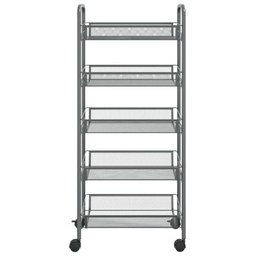 Кухненска количка на 5 нива, сива, 46x26x105 см, желязо