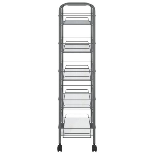Кухненска количка на 5 нива, сива, 46x26x105 см, желязо