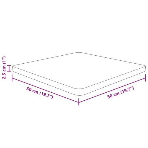Квадратен плот за маса, 50x50x2,5 см, необработен дъб масив