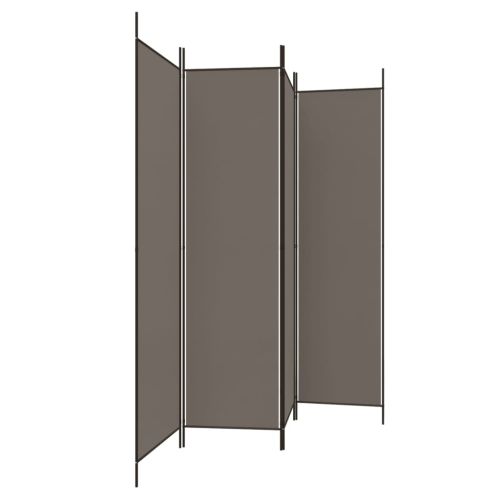 Параван за стая, 4 панела, антрацит, 200x200 cм, текстил
