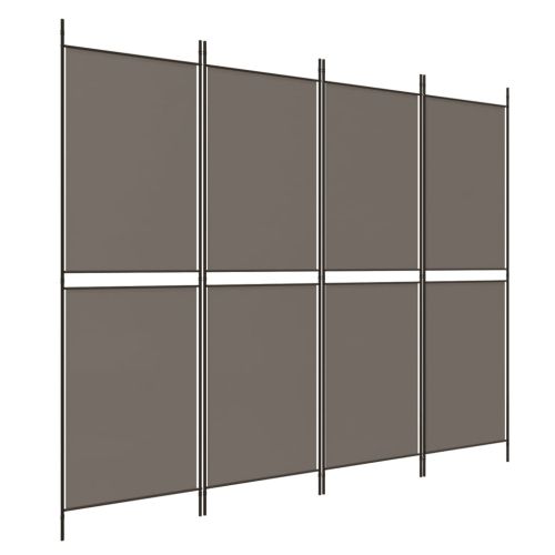 Параван за стая, 4 панела, антрацит, 200x180 cм, текстил