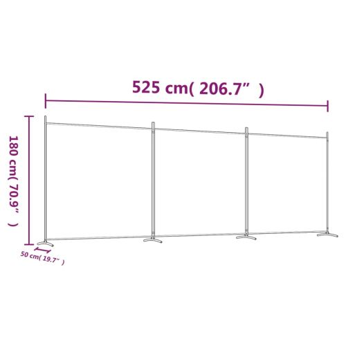 Параван за стая, 3 панела, антрацит, 525x180 cм, текстил