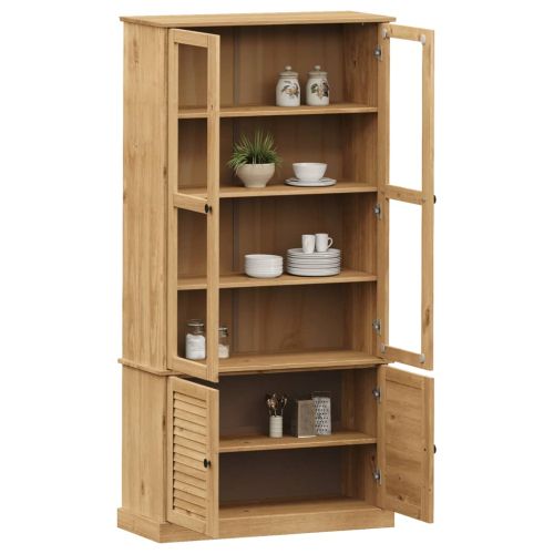 Стъклен шкаф витрина VIGO 85x35x170 см бор масив